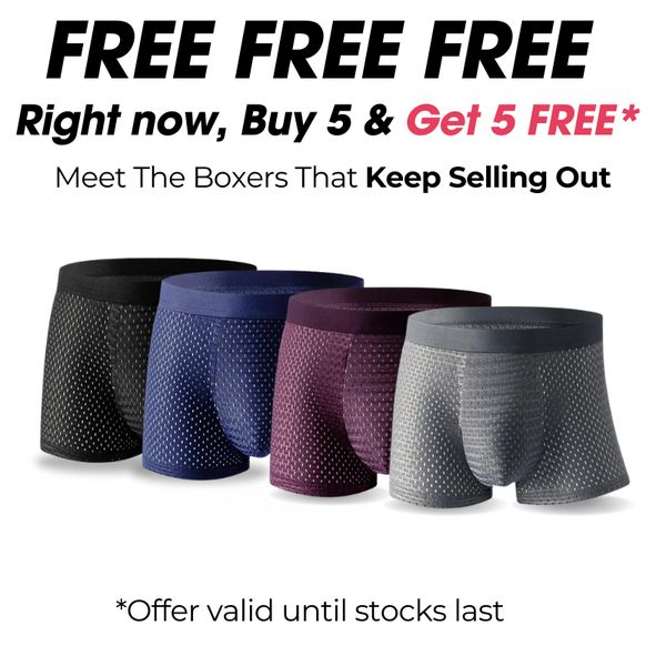 MEN'S BAMBOO (𝐁𝐎𝐗𝐇𝐄𝐑𝐎 𝐎𝐑𝐈𝐆𝐈𝐍𝐀𝐋) UNDERWEAR ( BUY 5 & GET 5 FREE)